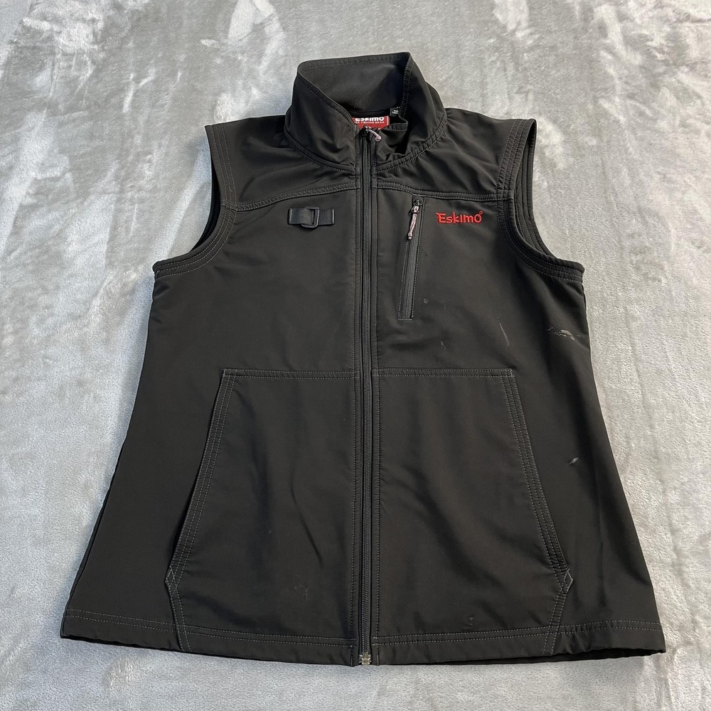 Eskimo Vest Mens Medium Black Softshell Full‎ Zip Ice Fishing Outdoor Gear